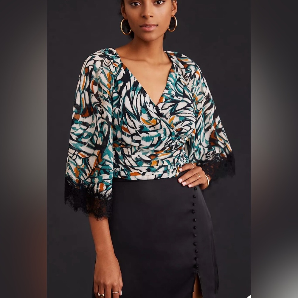 Anthropologie Maeve Revolve Women’s Flutter Sleeve Wrap Tank Top Shirt Blouse S